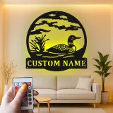 Custom Common Loon LED Metal Sign | Personalized Lake House Wall Art | Rustic Cabin Gift