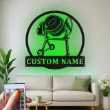 Personalisierte Betonmischer-LED-Metall-Wandkunst – Geschenk für Bauarbeiter, Deko für Garage oder Werkstatt