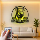 Cartel LED de cerdo personalizado | Arte mural de animal de granja personalizado | Decoración de granero y cocina retroiluminada | Regalo para agricultor