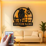 Insegna in metallo LED personalizzata per fattoria di mucche, regalo per allevatori, decorazione rustica per fattoria