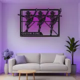 Personalisierte LED-Metall-Wandkunst mit Tänzer-Trio – Geschenk für Tanzliebhaber, Studio- oder Schlafzimmerdeko