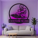 Custom DJ Turntable Led Light Metal Wall Art Personalized Music Lover Gift Game Room or Studio Decor