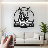 Cartel LED de cerdo personalizado | Arte mural de animal de granja personalizado | Decoración de granero y cocina retroiluminada | Regalo para agricultor