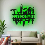 Insegna LED in metallo con attrezzi da falegname personalizzata | Decorazione su misura per officina | Luce garage per falegname | Regalo per artigiani