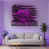 Décoration murale en métal personnalisée avec locomotive de train en rétroéclairage - Cadeau pour passionnés de trains - Décor de man cave