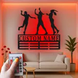 Insegna in metallo LED a silhouette di cheerleader personalizzata regalo per squadra di cheer decorazione camera teen