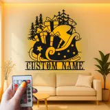 Personalisierte Metall-Wandkunst mit LED-Beleuchtung für den Weihnachtsmann
