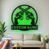 Décoration murale en métal LED personnalisée de revolver - Cadeau unique pour les passionnés d'armes