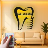 Custom Dentist Tooth Led Light Metal Wall Art Personalized Dental Office Decor Gift for Dentists