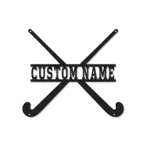 Insegna in metallo personalizzata con bastoni da hockey su prato e luce LED, regalo personalizzato per giocatori di hockey su prato, decorazione per sala giochi