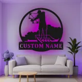 Décoration murale en métal personnalisée avec éclairage LED pour passionnés de tir à l'arc - Décor de man cave