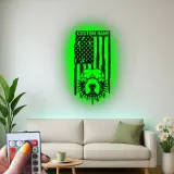 Custom American Bully LED Metal Sign | Patriotic USA Flag Wall Art | Personalized Dog Lover Gift | Illuminated Man Cave Decor