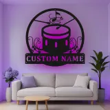 Insegna in metallo LED personalizzata per batteria, regalo per amanti della musica, decorazione per sala band personalizzata