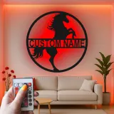 Cartel LED de caballo personalizado | Decoración mural ecuestre personalizada | Decoración para establo y granero | Regalo para amantes de los caballos