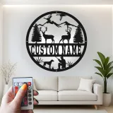 Décoration murale en métal personnalisée avec rétroéclairage - Cadeau pour chasseurs - Décoration de cabane rustique