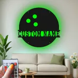 Insegna in metallo personalizzata con luce LED per palline da bowling, regalo personalizzato per appassionati di bowling, decorazione per sala giochi