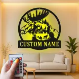 Letrero de metal personalizado con alce y LED | Arte mural personalizado de fauna salvaje | Decoración rústica para cabaña y refugio