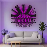 Custom Hair Stylist Led Light Metal Wall Art Personalized Salon Gift Hairdresser Decor for Salon Walls