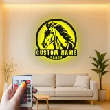 Cartel LED personalizado para rancho con caballo | Decoración mural de metal personalizada | Regalo ecuestre para amantes de los caballos | Decoración para la entrada del establo