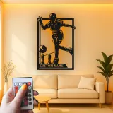 Custom Bowling Player Led Light Metal Wall Art Personalized Gift for Bowlers Game Room Sports Decor