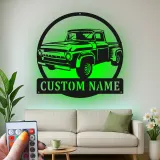 Personalisierte Vintage-Truck LED-Licht Metall-Wandkunst Geschenk für Auto-Enthusiasten Garagen- oder Männerecken-Dekor 1