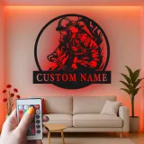 Insegna in Metallo LED Personalizzata per Vigili del Fuoco | Arte Murale Personalizzata per Vigile del Fuoco | Regalo per Dipartimento dei Pompieri e Primo Rispondente