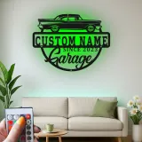 Décoration murale en métal personnalisée de voiture classique avec rétroéclairage LED - Cadeau de garage pour passionnés de voitures