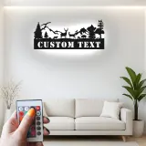 Insegna in metallo personalizzata con scena di montagna e fauna selvatica retroilluminata