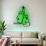 Insegna in metallo personalizzata con guantoni da boxe e luce LED - Regalo personalizzato per pugili, palestra o decorazione per angolo dedicato 1