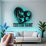 Custom German Shepherd Led Light Metal Wall Art Personalized Dog Lover Gift Living Room Pet Decor 7