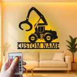 Insegna in metallo LED personalizzata per escavatore - Regalo di costruzione per lui - Decorazione per garage o laboratorio