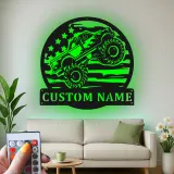 Panneau LED Personnalisé Monster Truck | Décoration Murale en Métal pour Garage ou Chambre de Garçon | Cadeau Décor Off-Road pour Lui