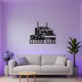 Personalisierte LED-Signatur für Lkw | Individuelle Metall-Wandkunst für große Lkw | Trucker Namensschild für Garage oder Man Cave | Geschenk für Ihn