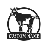 Insegna LED personalizzata con capra | Arte murale in metallo personalizzata per farmhouse e fienile | Regalo per rancher