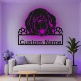 Custom Newfoundland Dog Led Light Metal Wall Art Personalized Pet Lover Gift Living Room or Entryway Decor