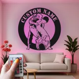 Panneau en métal LED BJJ personnalisé | Art mural de grappling personnalisé | Décor de dojo d'arts martiaux