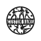 Insegna Karate Personalizzata con LED | Arte Murale in Metallo con Nome Personalizzato per Dojo | Regalo Decorativo per Combattente