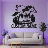 Custom Horse Metal Sign with LED | Personalized Equestrian Decor | Rustic Farmhouse Wall Art for Horse Lovers