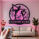 Insegna LED personalizzata per pattinaggio artistico | Arte da parete in metallo per pattinatrice | Regalo per skater e decorazione camera teen