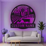 Custom Farm Scene Led Light Metal Wall Art Personalized Farmer Gift Rustic Barnyard Decor for Home 1