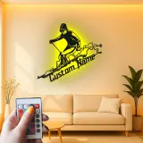 Custom Skier Led Light Metal Wall Art Personalized Skiing Gift for Winter Sports Enthusiasts Game Room Decor 1