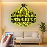 Custom Farm Tractor Led Light Metal Wall Art Personalized Farmer Gift Rustic Barn Decor