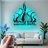 Kraken Octopus LED Metal Sign | Custom Nautical Wall Art | Personalized Tentacles Decor for Business & Ocean Lovers