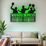 Décoration murale en métal personnalisée avec éclairage LED pour joueurs de basketball - Cadeau personnalisé pour fans de sport