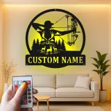 Insegna in metallo personalizzata con LED per cacciatori di archi, regalo personalizzato per arcieri, decorazione per cabin rustica