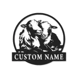 Insegna LED Personalizzata con Agnelli | Arte in Metallo Personalizzata | Decorazione per Fattoria di Pecore per Nursery o Regalo per Casa Rustica