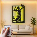 Insegna in metallo personalizzata con luce LED per giocatore di pallavolo - Regalo per atleti e decorazione per stanza sportiva