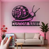 Custom Snail LED Metal Sign | Personalized Gardener Gift | Realistic Patio Wall Art | Outdoor Nature Decor