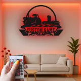 Décoration murale en métal personnalisée Tracteur de ferme avec rétroéclairage LED Cadeau pour agriculteur Décor rustique pour maison de campagne