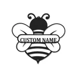 Insegna in metallo LED personalizzata con ape - Regalo per amanti della natura, decorazione per asilo o giardino